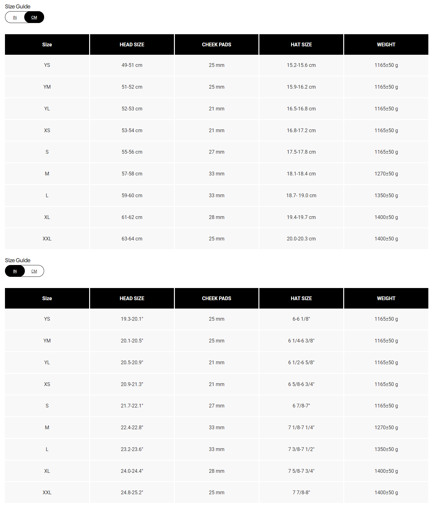 Size guide
